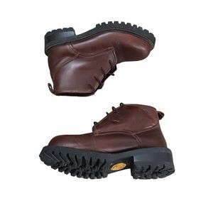 1990s TATTOO by ROBERT WAYNE Brown Leather Combat Boots Size 7 1/2 (7.5)